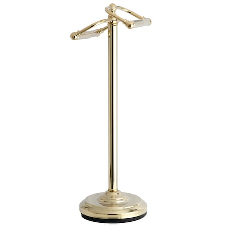 Kingston Brass Freestanding Double Roll Toilet Paper Holder, Polished Brass CC2202